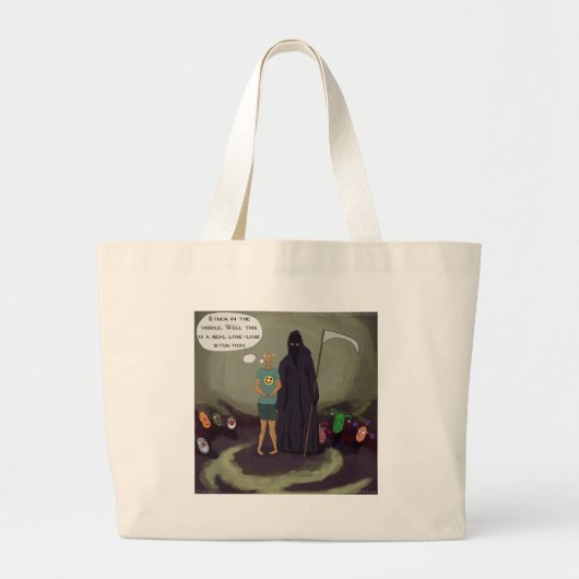Vast in het midden met de Grim Reaper Grappig Grote Tote Bag (Voorkant)
