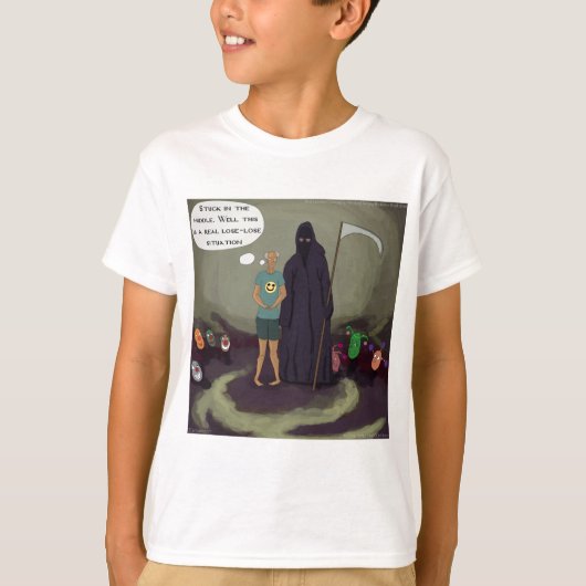 Vast in het midden met de Grim Reaper Grappig T-shirt (Voorkant)