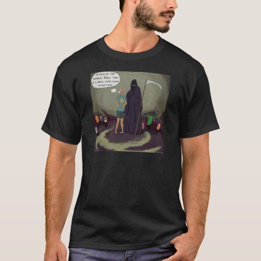 Vast in het midden met de Grim Reaper Grappig T-shirt (Voorkant)