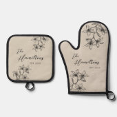 Vast jaar voor de veeteelt ovenwant & pannenlap set (Voorkant)