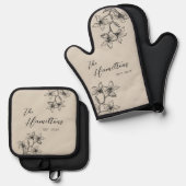 Vast jaar voor de veeteelt ovenwant & pannenlap set (Voorkant / Achterkant)