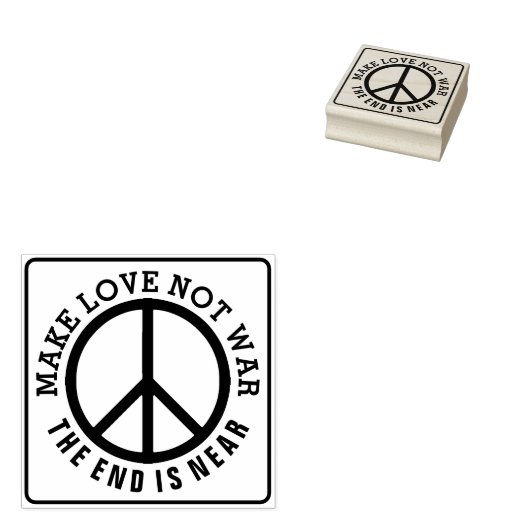 Vast Lijst en pictogram - PEACE + jouw tekst Rubberstempel (Gestempeld)