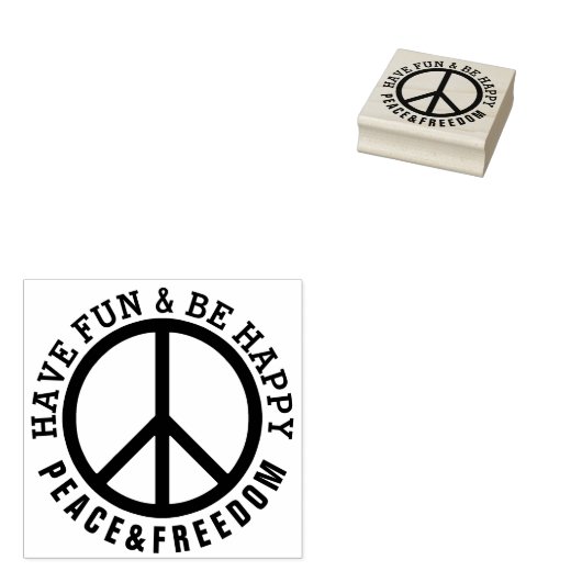 Vast Lijst en pictogram - PEACE + jouw tekst Rubberstempel (Gestempeld)