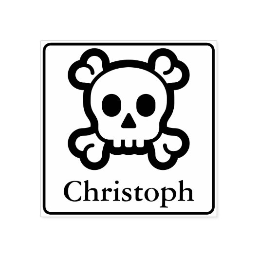 Vast Lijst en pictogram - SKULL & BOTTEN + naam Rubberstempel (Afrduk)