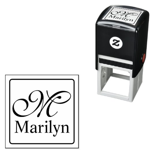 Vast Lijst + uw monogram en naam Zelfinktende Stempel (In situ)