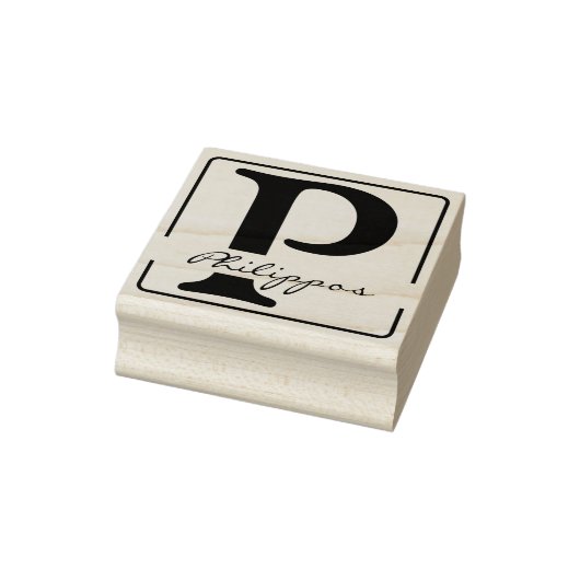 Vast Lijst + uw Monogram / Naam Rubberstempel (Stempel)