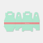 Vast Lt Mint, Lt Coral Ribbon Name Monogram Bedankdoosjes (Uitgevouwen)