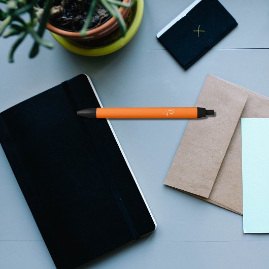 vast neon sinaasappel - uw monogrammen zwarte inkt pen