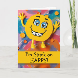 Vast op Blij Gefeliciteerd Lachend Gezicht Kaart