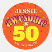 Vast Sinaasappel GEWELDIGE bij 50 Ronde Sticker (Voorkant)