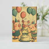 Vast Wenskaart van de Varkenspartij Bedankkaart (Staand voorkant)