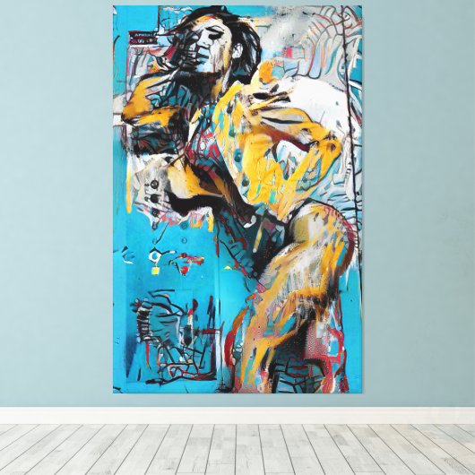 'Vastberaden' Abstracte vrouw silhouet muur kunst Canvas Afdruk (Insitu (Houten vloer))