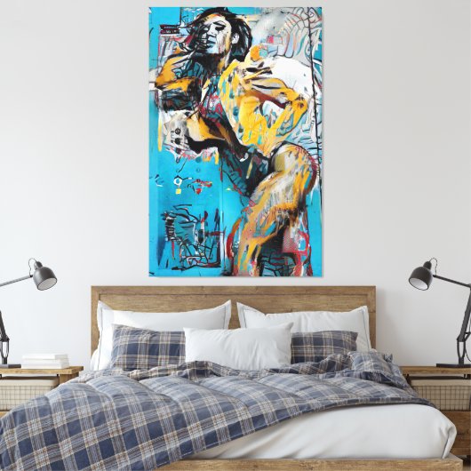 'Vastberaden' Abstracte vrouw silhouet muur kunst Canvas Afdruk (Insitu (Slaapkamer))
