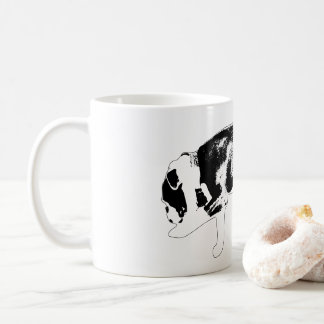 Vastberaden Bulldog Wandeling Zwart-Wit Kunstwerk Koffiemok