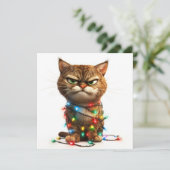 Vastberaden Chagrijnige Kerstkat Feestdagenkaart (Staand voorkant)
