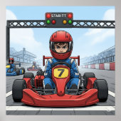 Vastberaden Go-Kart Driver Poster (Voorkant)