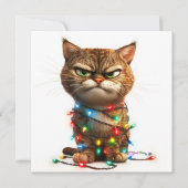Vastberaden Grumpy Christmas Cat Feestdagenkaart (Voorkant)