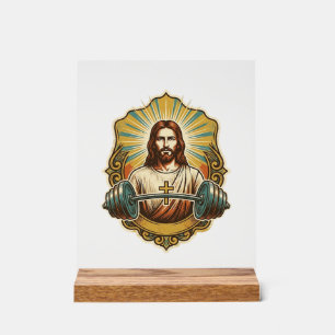 Vastberaden Jezus Zware IJzeren Hanteerbal Krachtt Acryl Bord