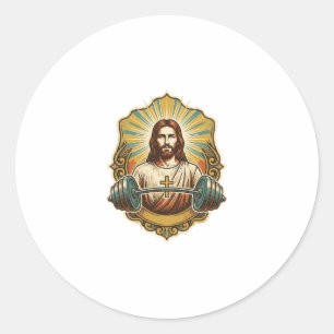 Vastberaden Jezus Zware IJzeren Hanteerbal Krachtt Ronde Sticker