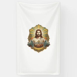 Vastberaden Jezus Zware IJzeren Hanteerbal Krachtt Spandoek