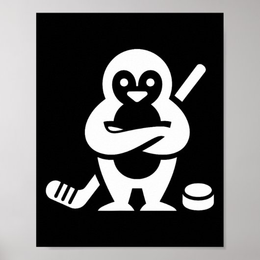 Vastberaden Pinguïn Hockey Silhouet Ontwerp Poster (Voorkant)