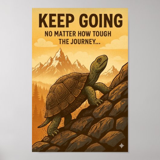 Vastberaden Schildpad Klopt Rotsachtige Helling Op Poster (Voorkant)