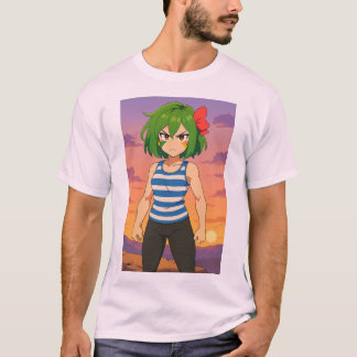 Vastberaden Zonsondergang Krijger – Anime Meisje K T-shirt