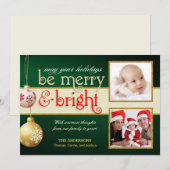 Vaste en heldere 2-fotofotofotoversie-flatkaart feestdagenkaart (Voorkant / Achterkant)