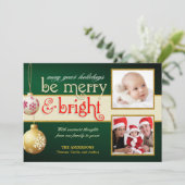 Vaste en heldere 2-fotofotofotoversie-flatkaart feestdagenkaart (Staand voorkant)