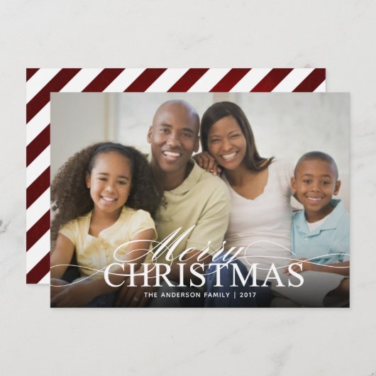 Vaste kerstkaart met elegant script (Voorkant / Achterkant)