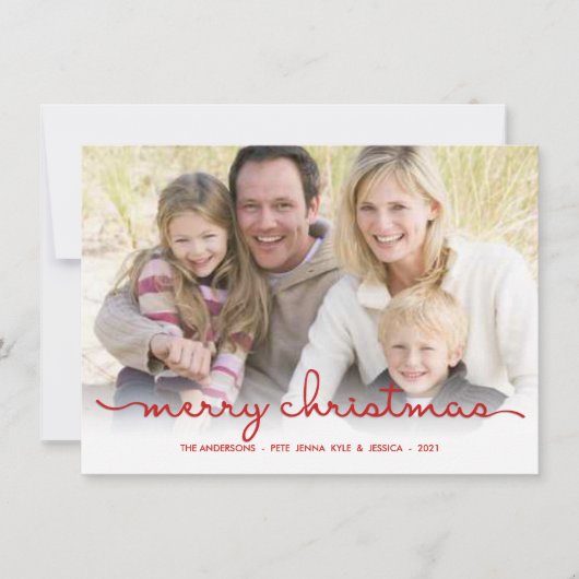 Vaste kerstkaart met modern handschrift met platte (Voorkant)