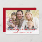 Vaste kerstkaart met modern handschrift met platte (Voorkant / Achterkant)