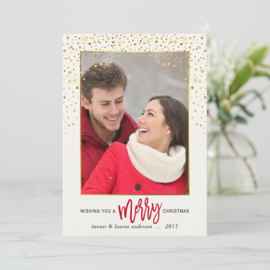 Vaste kerstkaart voor Confetti-feestdag (Staand voorkant)