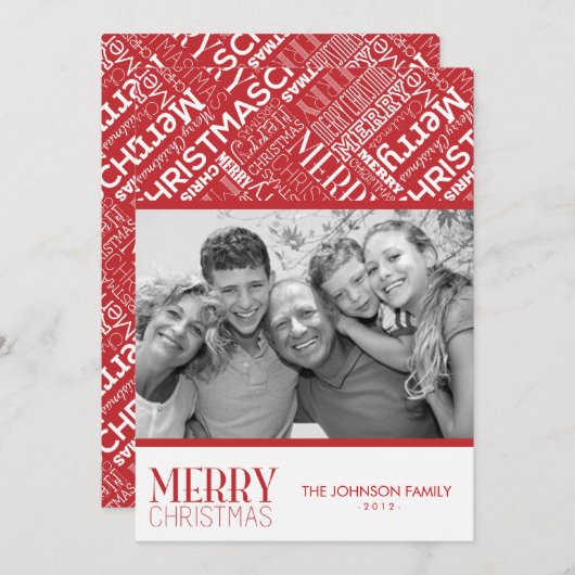 Vaste kersttekst, ontwerp 5 x 7 flatcard feestdagenkaart (Voorkant / Achterkant)