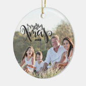 Vaste kersttekst Sjabloon Aangepaste foto Keramisch Ornament (Links)