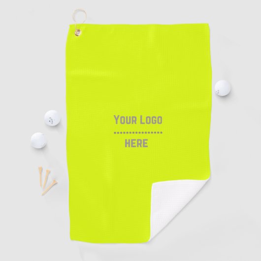 vaste kleur fluorescerend geel - uw logo golfhanddoek (Insitu)