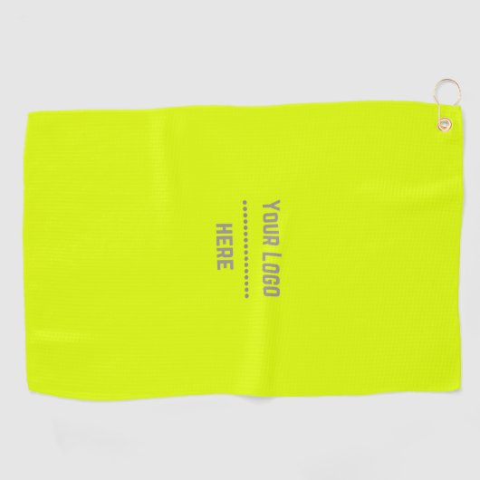 vaste kleur fluorescerend geel - uw logo golfhanddoek (Horizontaal)