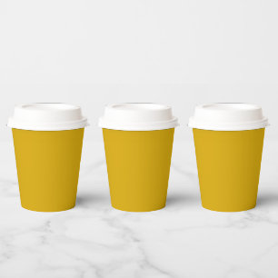 Vaste kleur mosterdgeel papieren bekers