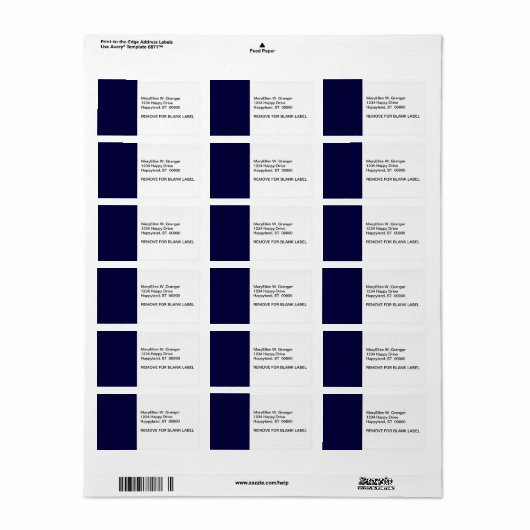 Vaste kleur: Navy Blue Etiket (Full Sheet)