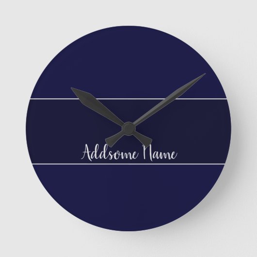 Vaste kleur Navy Blue Modern Stijlvol Ronde Klok (Voorkant)