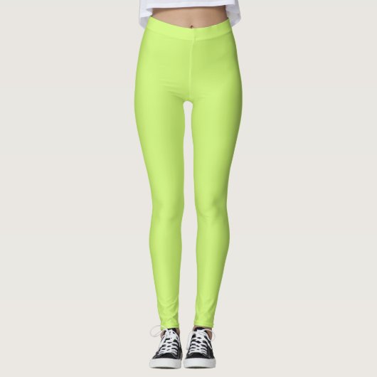 Vaste kleur zachte lichte kalk groen leggings (Voorkant)