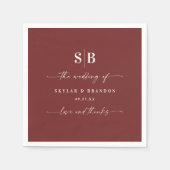 Vaste kleuren kaneel Rood Monogrammed Weddenschap Servet (Voorkant)