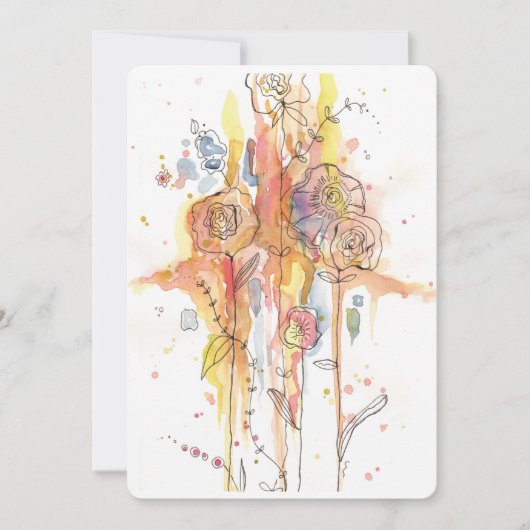 Vaste kleuren Waterverf Floral All-Occasion Card Bedankkaart (Voorkant)
