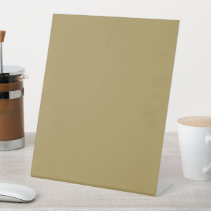 Vaste pastel antiek bras bruin beige reclamebord met voetstuk