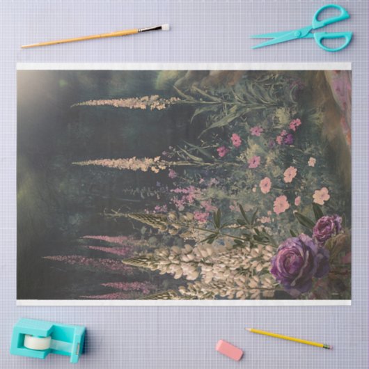 Vaste planten Tuintafereel, Donkergroen & kleurrij Tissuepapier (Craft)