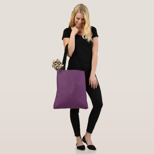 Vaste platte kleur van Byzantium Tote Bag (Op model)