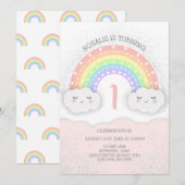 Vaste regenboog en wolken uitnodiging | Roze (Voorkant / Achterkant)