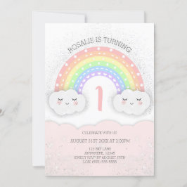Vaste regenboog en wolken uitnodiging | Roze