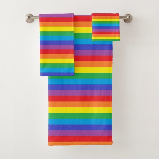 Vaste regenboogstrips bad handdoek (Insitu)