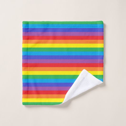 Vaste regenboogstrips bad handdoek (Wasdoekje)